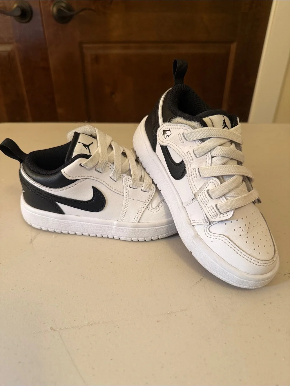 Jordan Kids White and Black Low-Top Sneakers